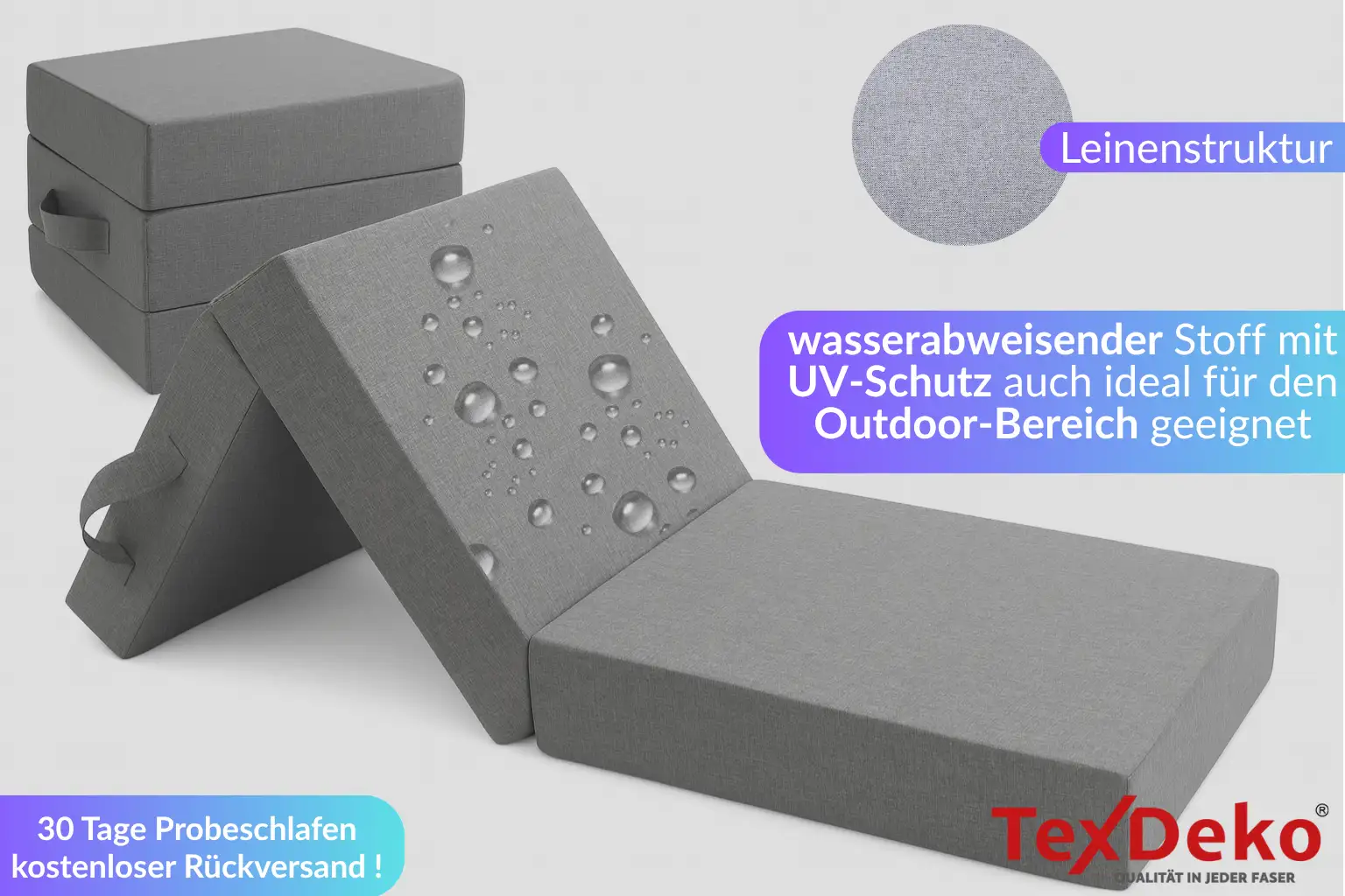 Klappmatratze Premium Faltmatratze mit Anti-Rutschboden 15cm Polsterhöhe