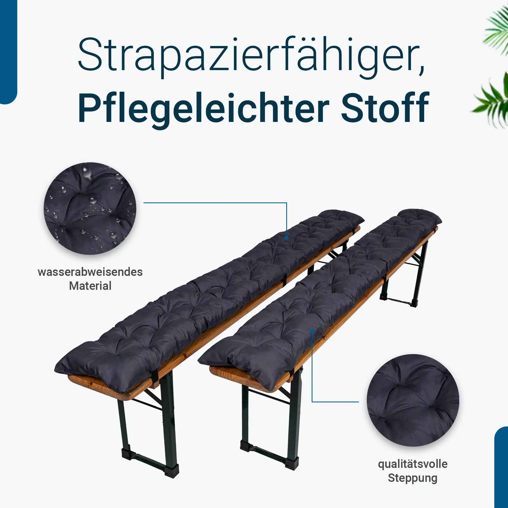 TexDeko® 2er-Set Bierbankauflagen gesteppt – Komfort & Stil für Ihre Bierzeltgarnitur