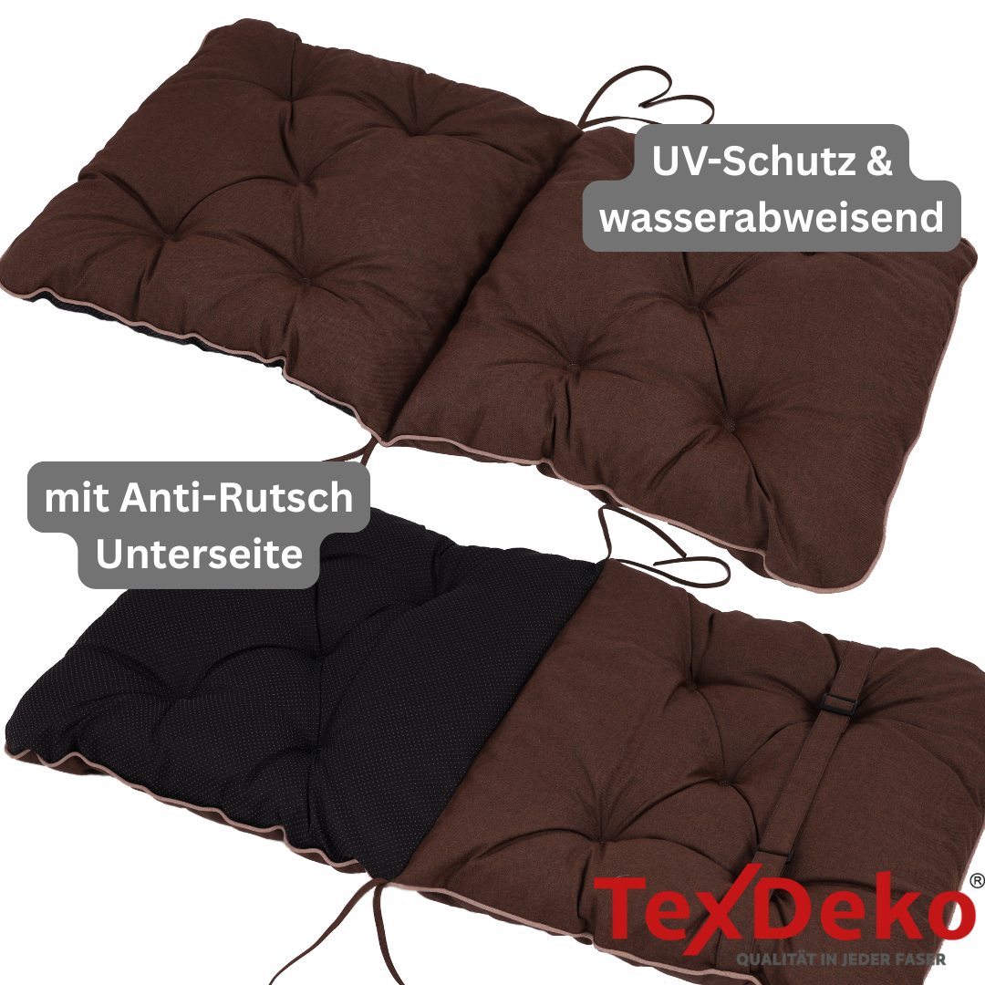 TexDeko Ecolen Gartenstuhlauflage 80 × 40 cm Niedriglehner gesteppt, wasserabweisend