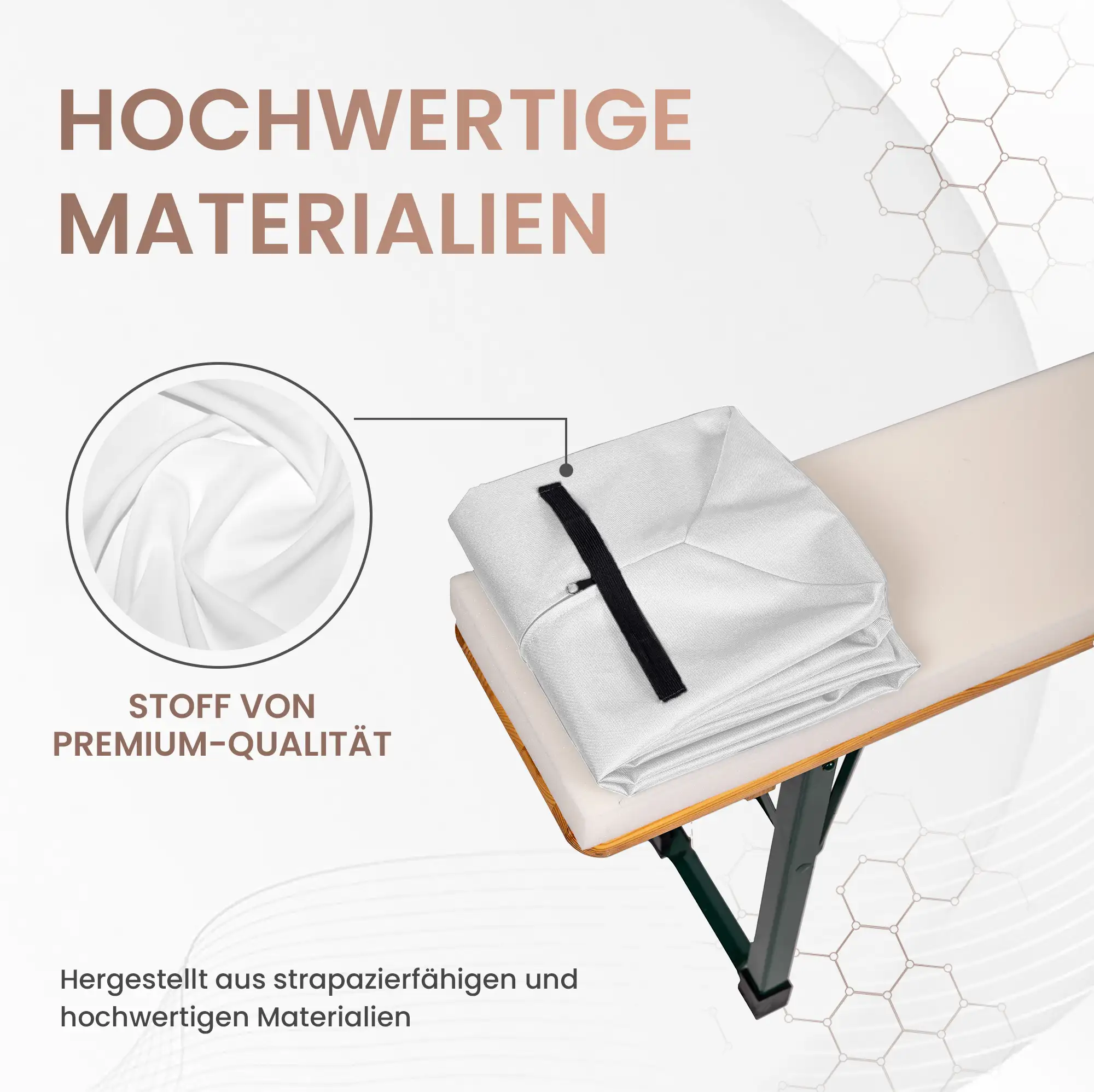 Bierbankauflage 220x25x2cm Premium für Bierzeltgarnitur mit Reißverschluss zum selberaufziehen