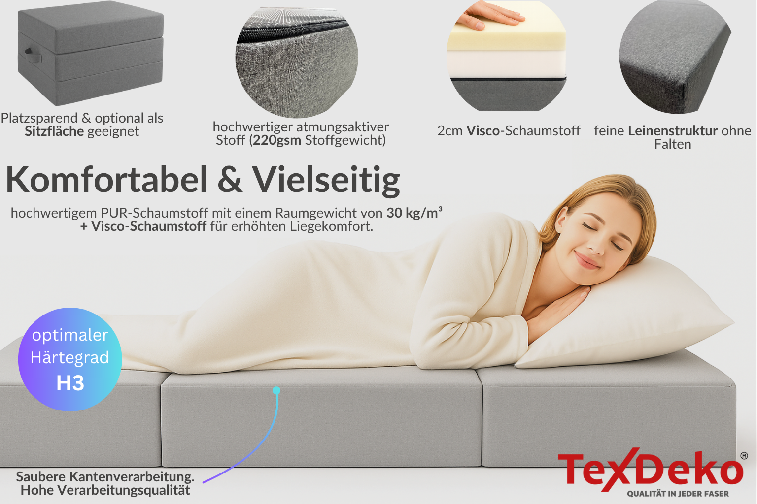 Klappmatratze Premium Faltmatratze mit Anti-Rutschboden 9cm Polsterhöhe Klappmatratze Premium Faltmatratze mit Anti-Rutschboden 9cm Polsterhöhe