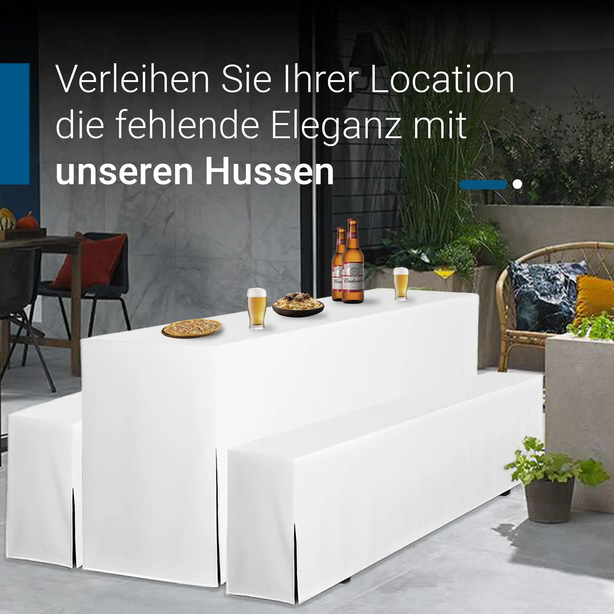 Hussen für Bierzeltgarnitur Premium SET Biertischhussen 220cm Hussen für Bierzeltgarnitur Premium SET Biertischhussen 220cm