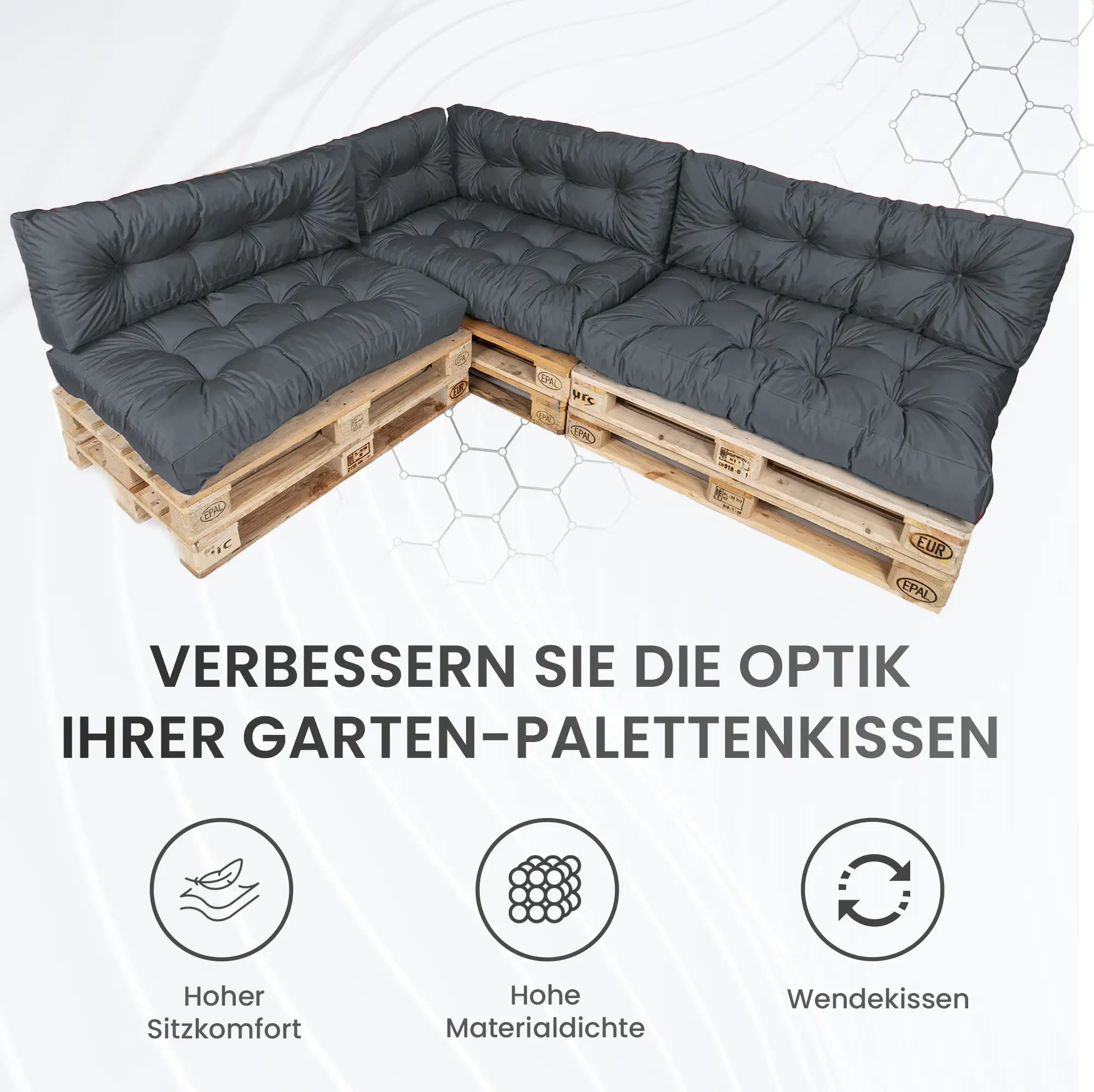 TexDeko Garden Palettenkissen gesteppt wasserabweisend TexDeko Garden Palettenkissen gesteppt wasserabweisend
