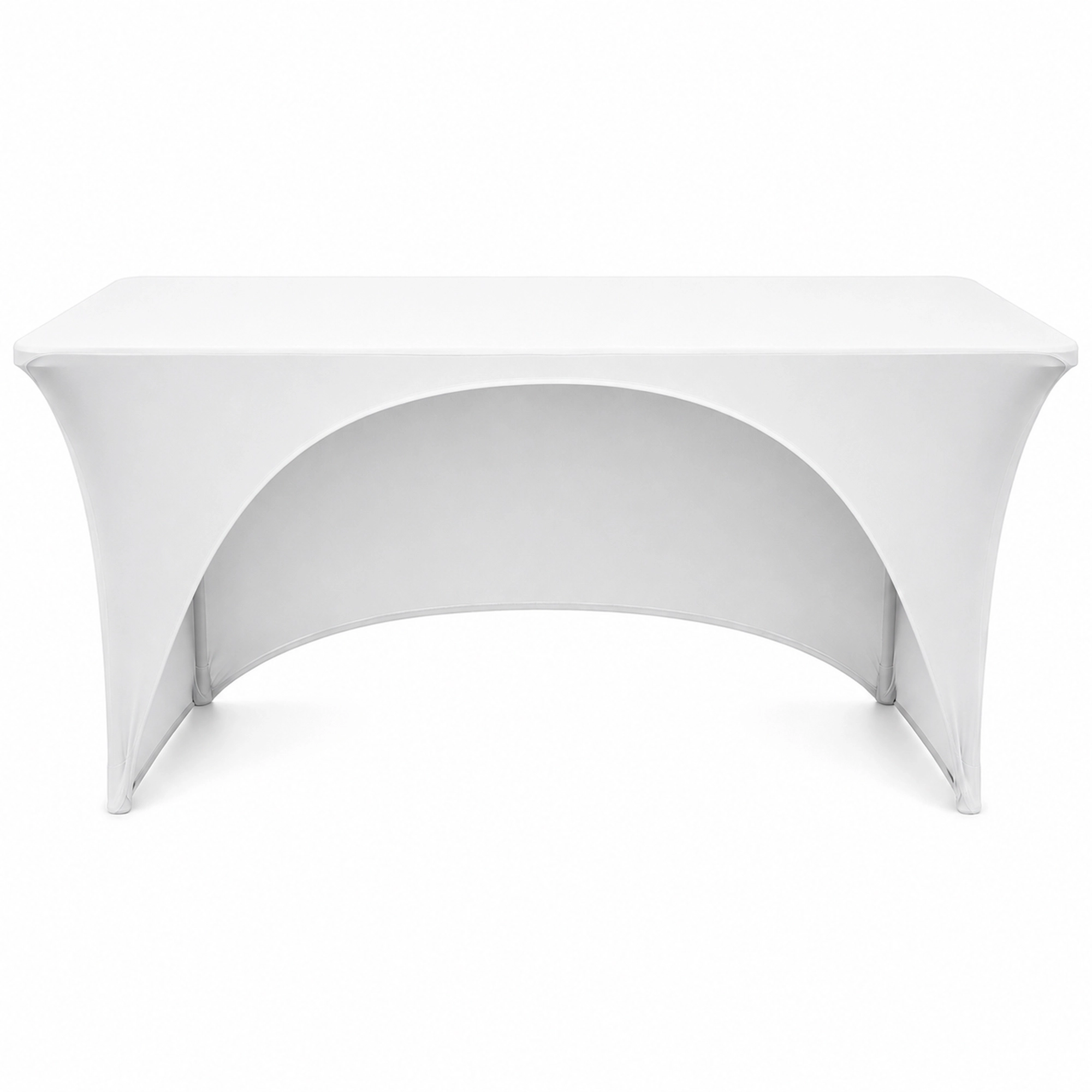 TexDeko Stretch Bankettischhusse 180 × 80 × 74 cm – Tischhusse mit offener Rückseite, Beinfreiheit & Stauraumzugang – für Banketttisch, Messe, Event & Catering