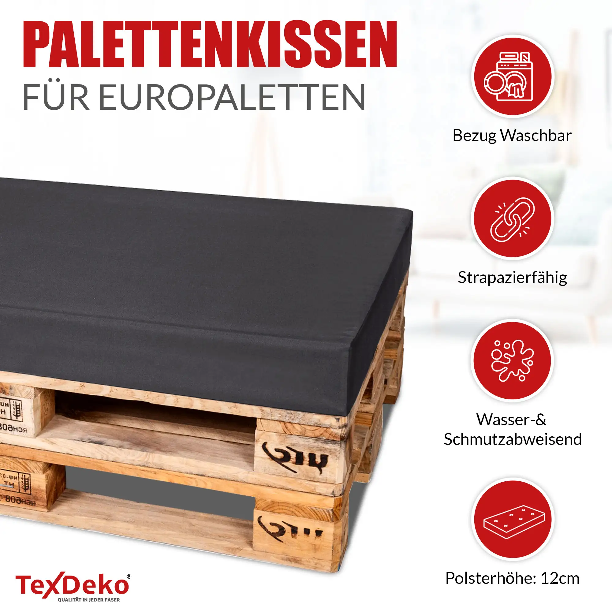 Palettenkissen wasserabweisend 120x80cm Palettenkissen wasserabweisend 120x80cm