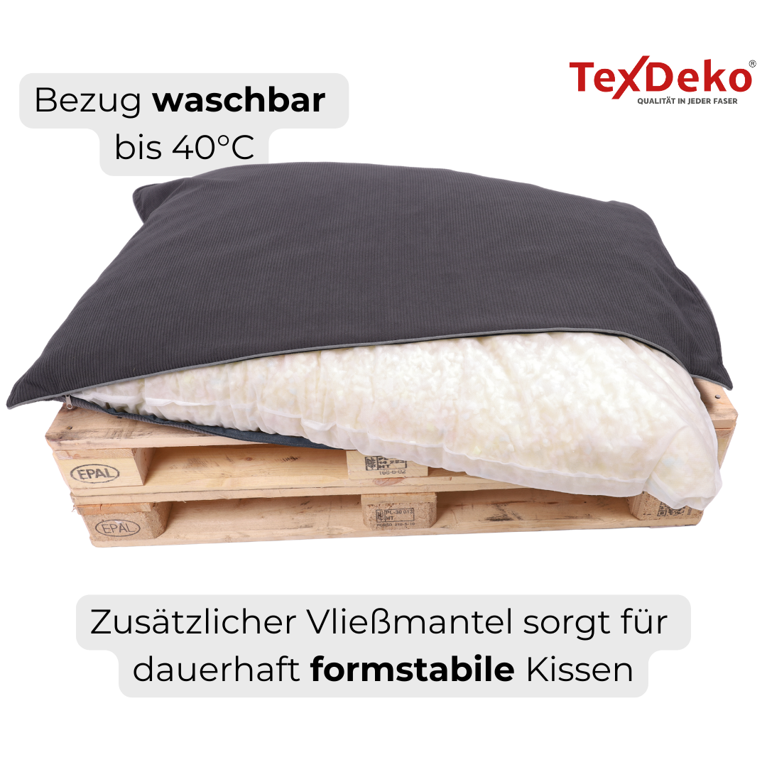 TexDeko Cord Palettenkissen aus weichem Cordstoff