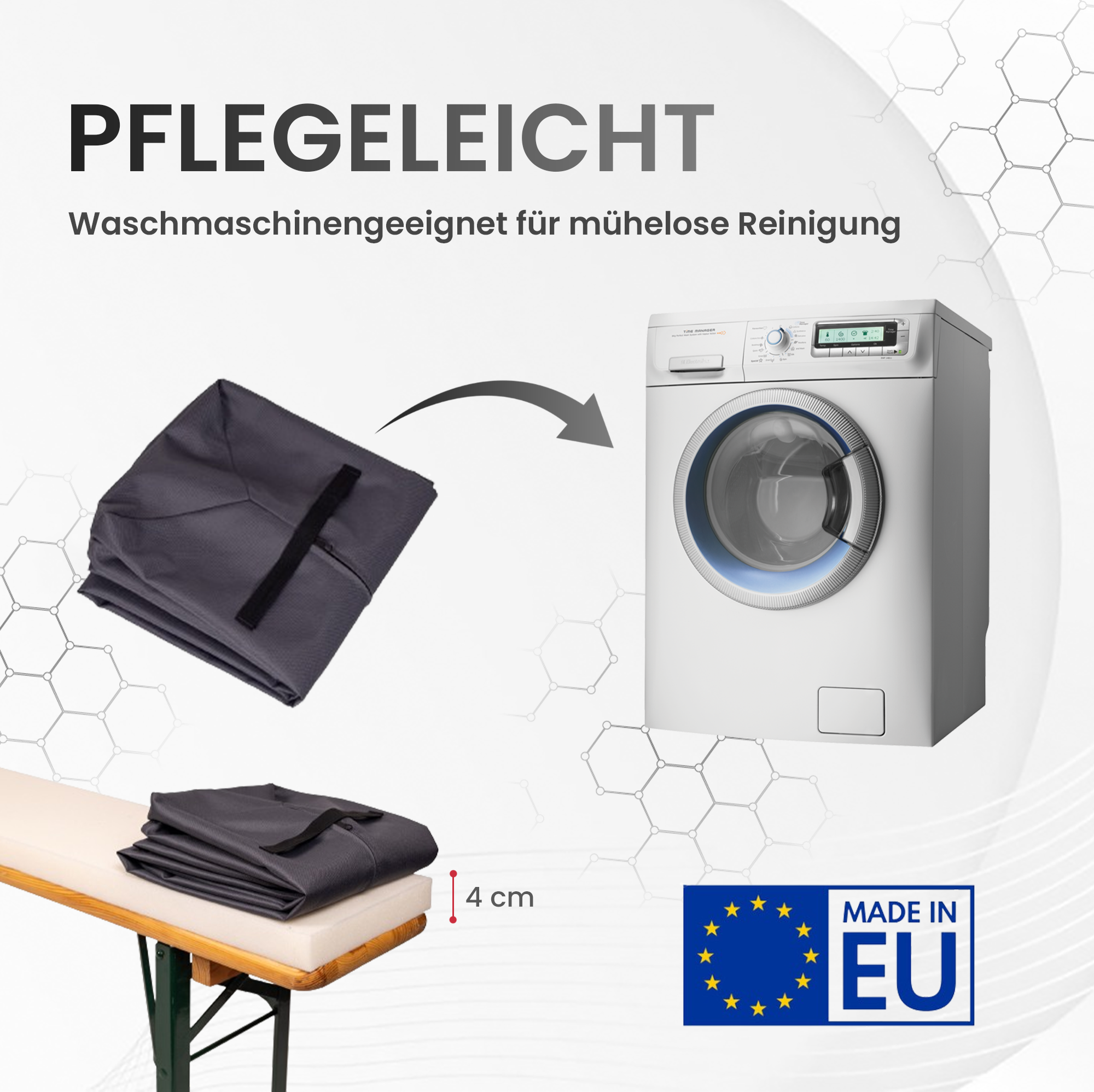 Bierbankauflage 170x23x4cm für Bierzeltgarnitur mit Reißverschluss