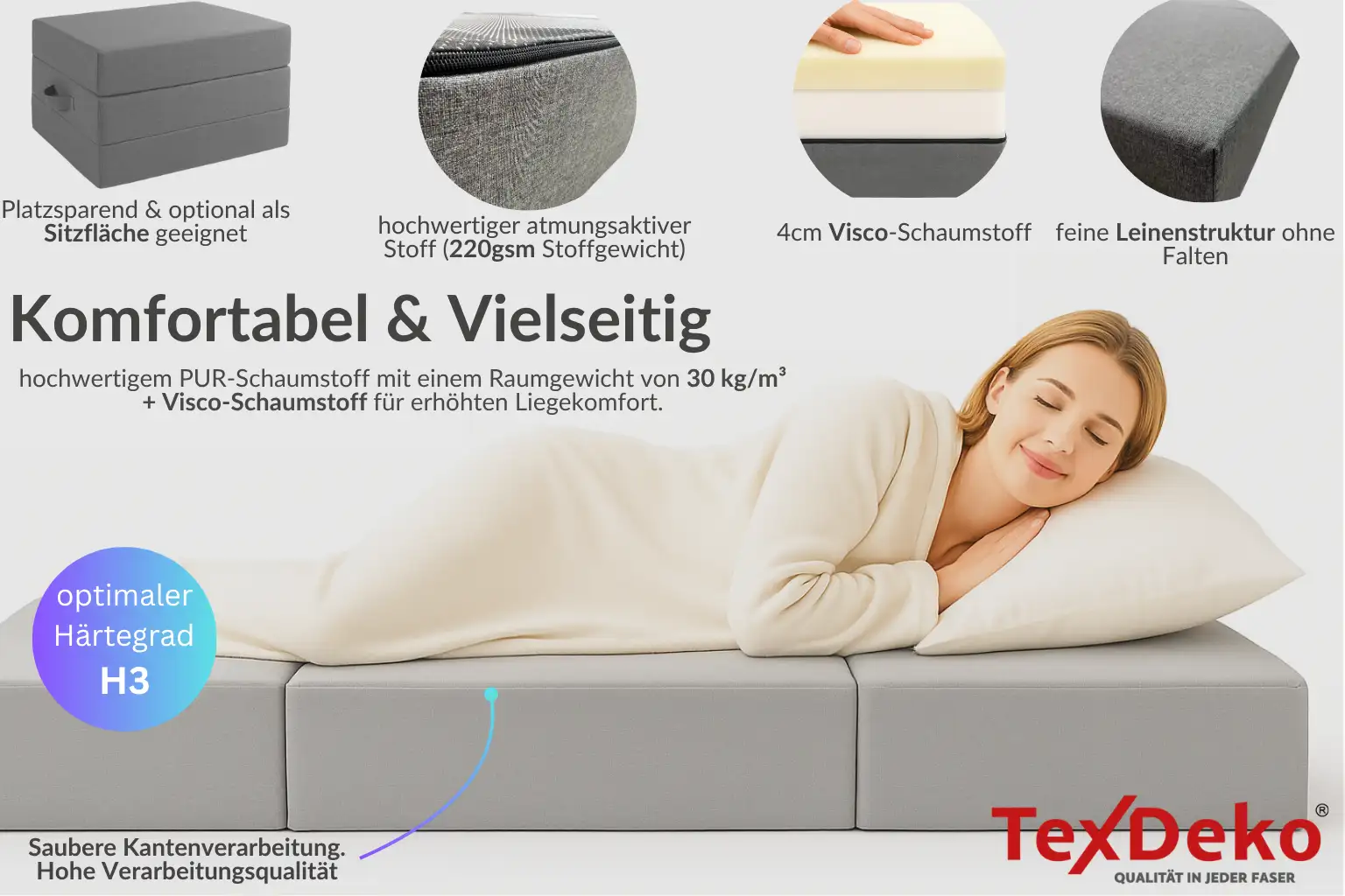 Klappmatratze Premium Faltmatratze mit Anti-Rutschboden 15cm Polsterhöhe Klappmatratze Premium Faltmatratze mit Anti-Rutschboden 15cm Polsterhöhe