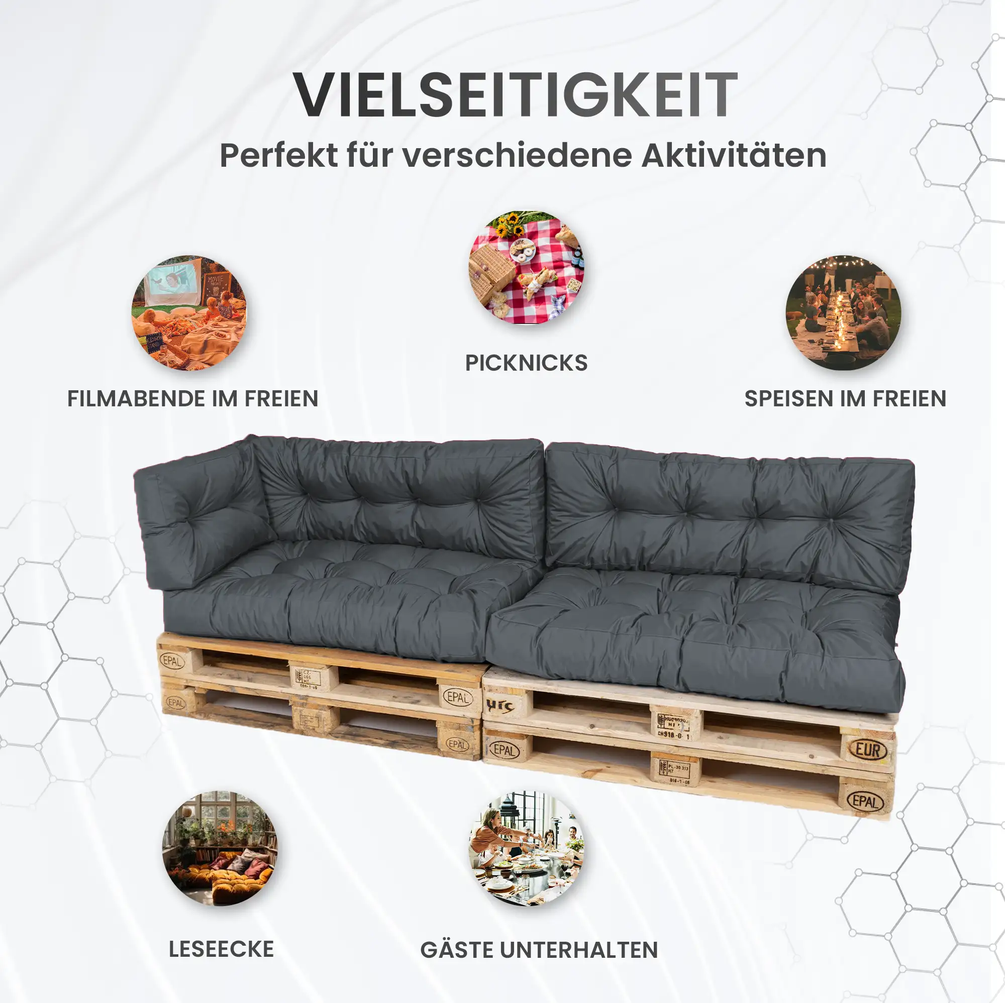 TexDeko Garden Palettenkissen gesteppt wasserabweisend TexDeko Garden Palettenkissen gesteppt wasserabweisend