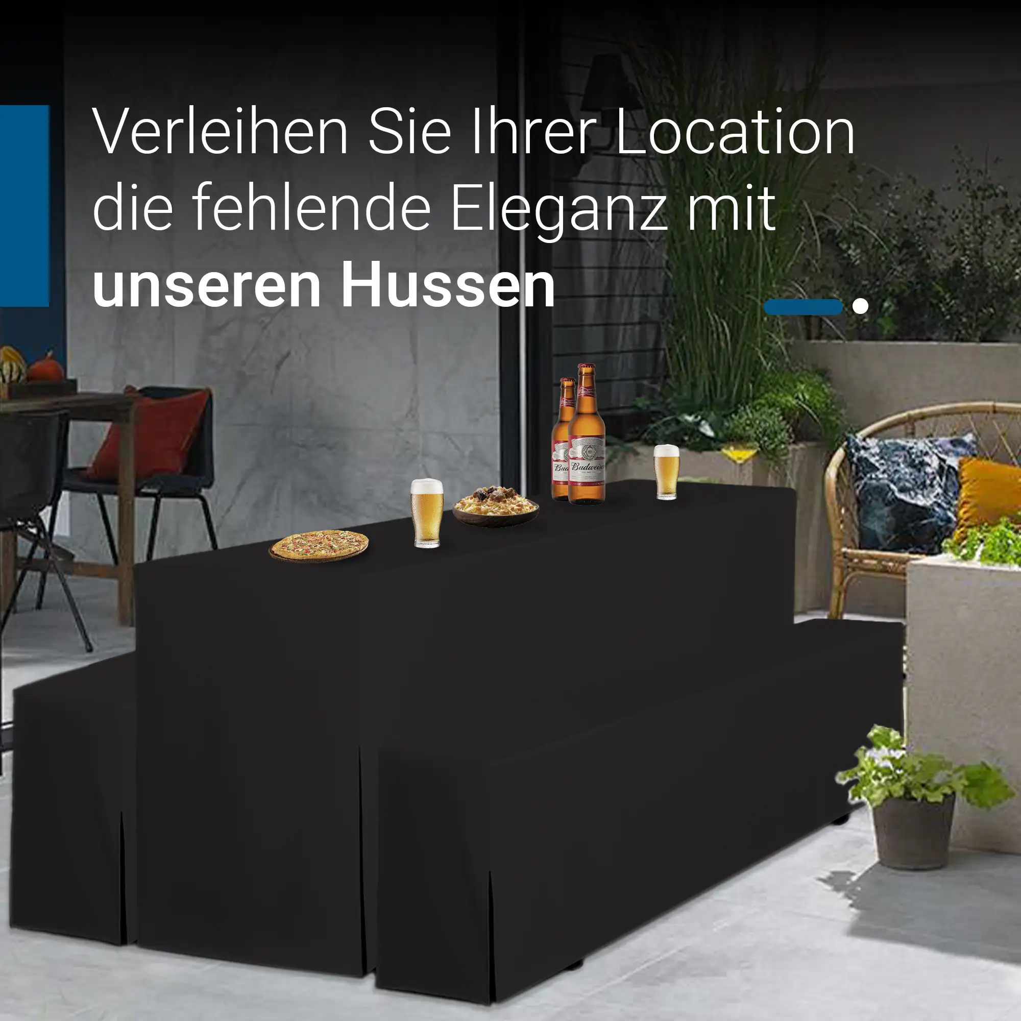 Hussen für Bierzeltgarnitur Premium SET Biertischhussen 220cm Hussen für Bierzeltgarnitur Premium SET Biertischhussen 220cm